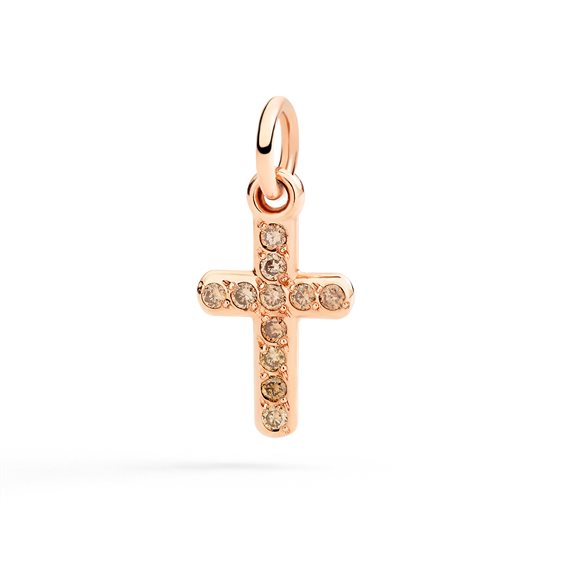 Charm Dodo Symbols in Oro rosa Diamante Brown 0.13 Ct DMC6008-CROSS-DBR9R - DMC6008-CROSS-DBR9R